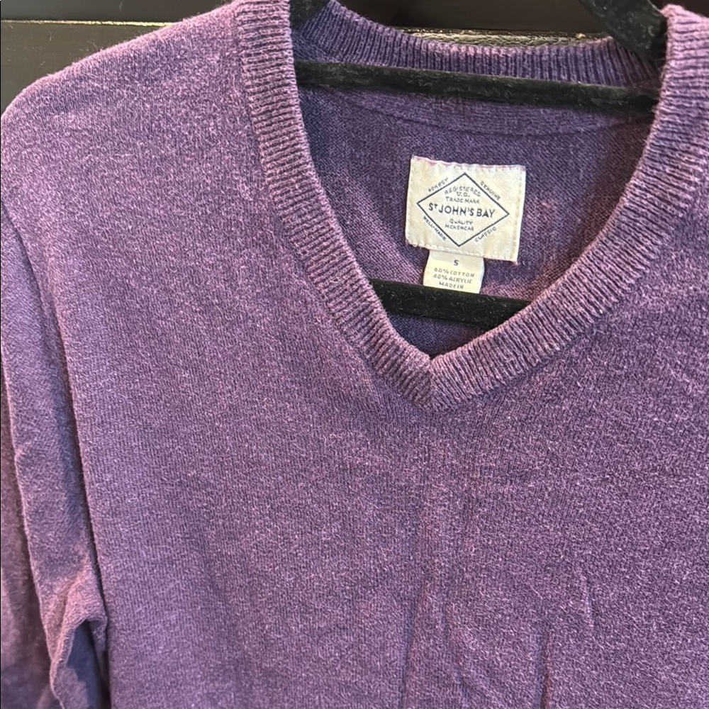 St. John's Bay Men's V-Neck Sweater in Rich Purple